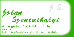 jolan szentmihalyi business card
